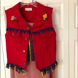 Art to Wear Straight Line Dress, red jean jacket